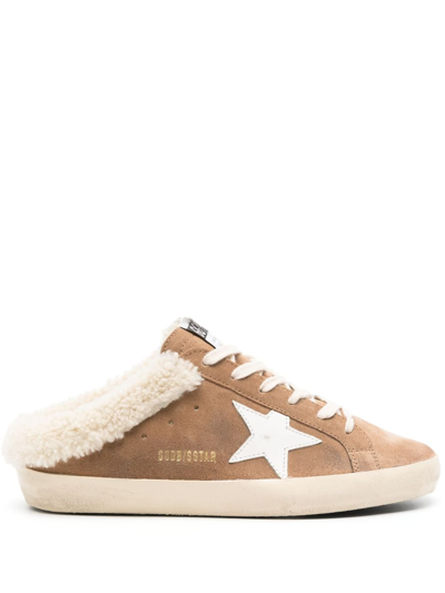Golden Goose 20mm Super-star Suede & Shearling Mules In Brown