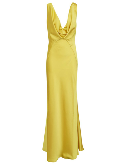 Pinko Cowl-neck Satin Gown In Yellow