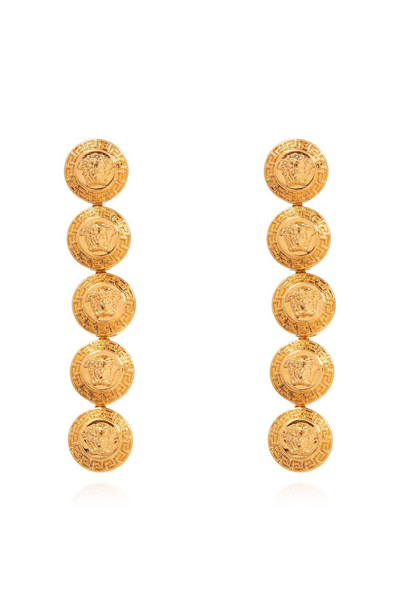 Versace Medusa Charm Drop Earrings In Gold