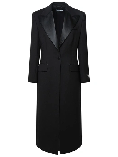 Dolce & Gabbana Black Virgin Wool Blend Coat In Nero