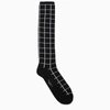 Marni Black/white Check Pattern Long Socks In Black