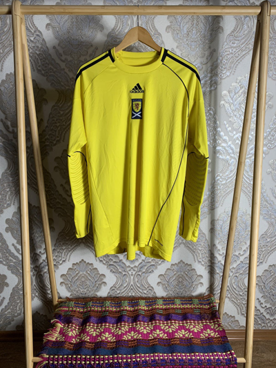 Pre-owned Adidas X Soccer Jersey Vintage Adidas Scotland Goalkeeper Soccer Jersey Y2k Retro In Yellow