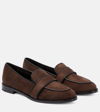 AQUAZZURA MARTIN SHEARLING-LINED SUEDE LOAFERS