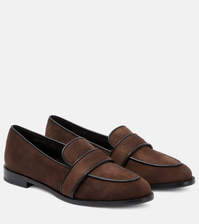 Aquazzura Martin Shearling-lined Suede Loafers In Espressoblack