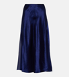 Vince Satin Paneled Slip Skirt In Dk Caspian-404dkn