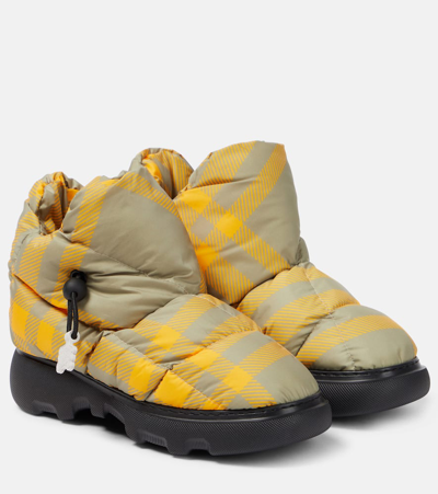 Burberry Check Pillow Boots In Beige