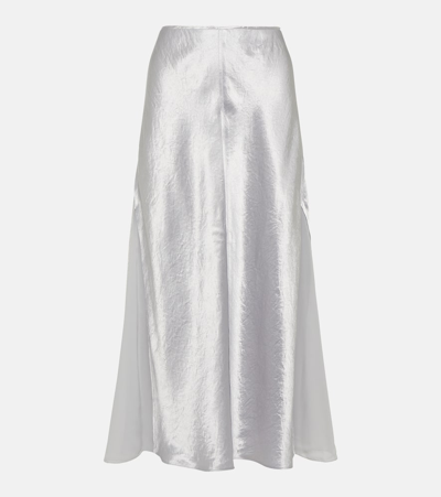 Vince Sheer Panelled Midi Slip Skirt In Silver