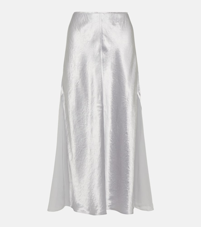 Vince Sheer Panelled Midi Slip Skirt In Silverstone