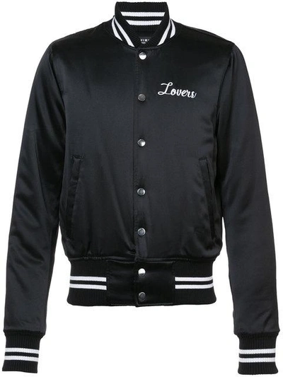 Amiri Black Men's Lovers Silk Baseball Jacket In 117blk