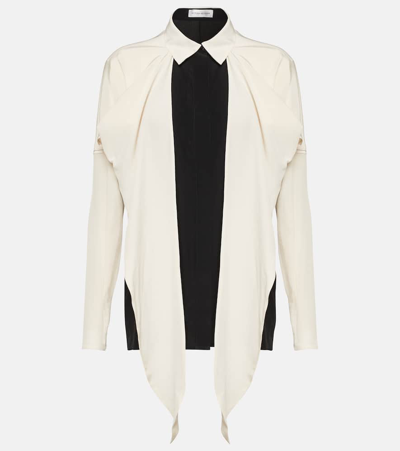 Victoria Beckham Bow-detail Silk Crêpe De Chine Blouse In Multicoloured