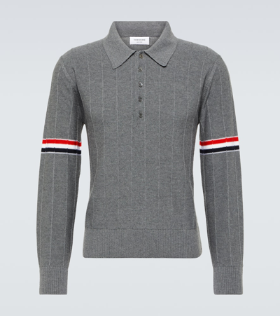 Thom Browne 4-bar Wool Polo Sweater In Grey