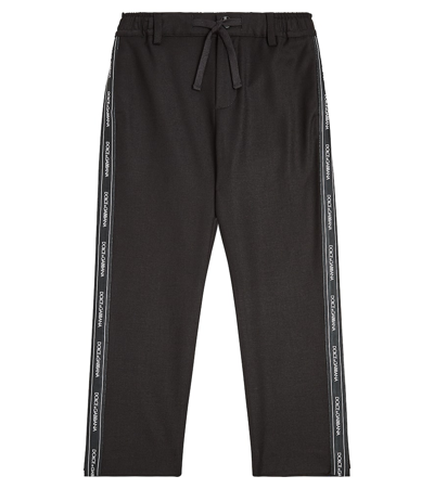 Dolce & Gabbana Kids' Logo Wool Track Pants In Black