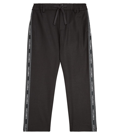 Dolce & Gabbana Kids' Logo Wool Track Trousers In Black