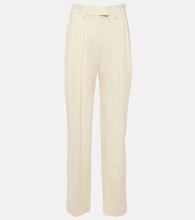 Brunello Cucinelli High-rise Gabardine Wide-leg Pants In Blue