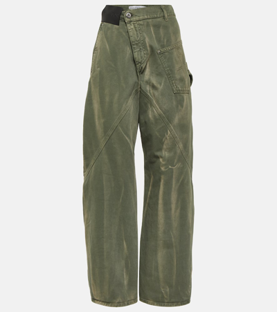 BOOTCUT LEATHER TROUSERS in green