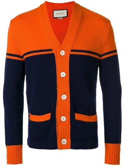 Gucci Embroidered And Appliquéd Wool Cardigan In Blue