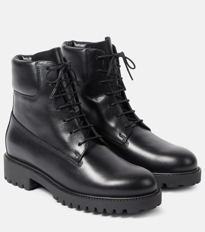 Totême The Husky Leather Combat Boots In Black