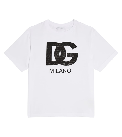 Dolce & Gabbana Kids' Dg Cotton Jersey T-shirt In White