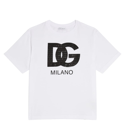 Dolce & Gabbana Kids' Dg棉质针织t恤 In White