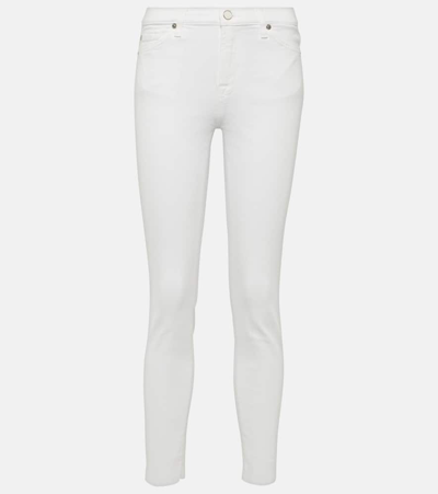 7 For All Mankind High-rise Cropped Skinny Jeans In White