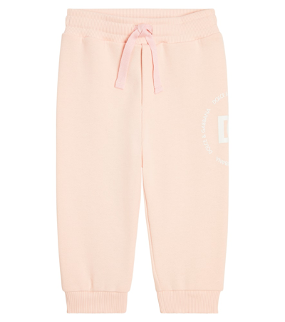 Dolce & Gabbana Baby Dg Cotton Jersey Sweatpants In Pink