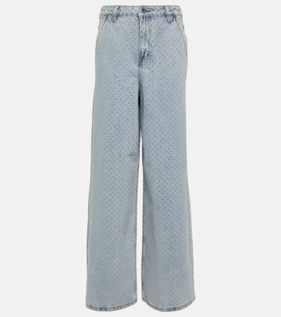 Self-portrait Rhinestone Jeans In Denim