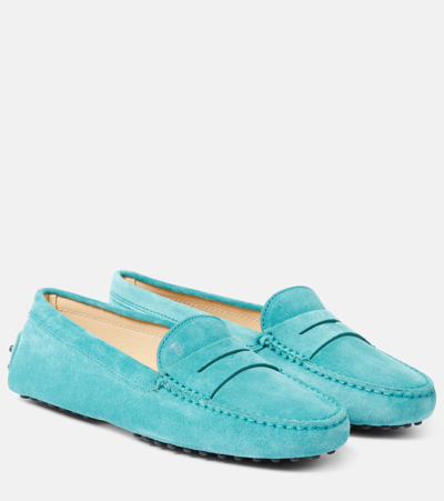 Tod's Gommino Suede Moccasins In Green