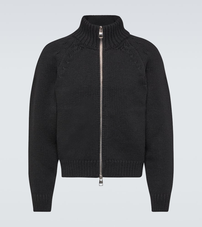 Alexander Mcqueen Logo-intarsia Bomber Jacket In Black/ivory