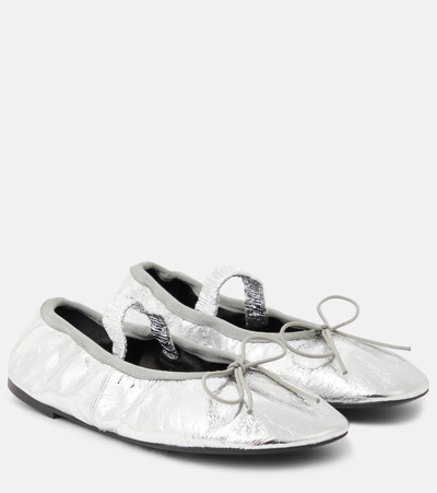 Proenza Schouler Metallic Leather Ballet Flats In Silver
