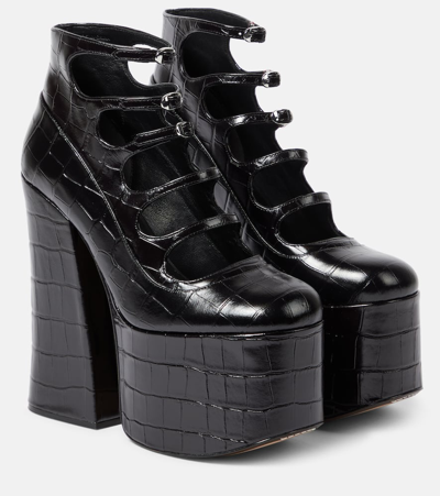 Marc Jacobs Kiki Croc-effect Leather Ankle Boots In Black