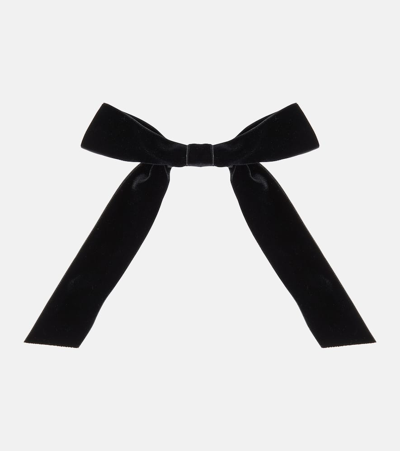 Jennifer Behr Adley Bow Velvet Barrette In Black