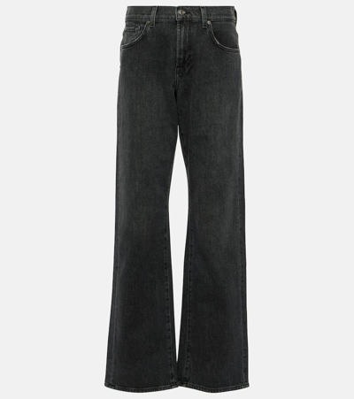 7 For All Mankind Grey Jo High-rise Wide-leg Jean