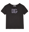 Dolce & Gabbana Dg Embellished Cotton Jersey T-shirt In Black