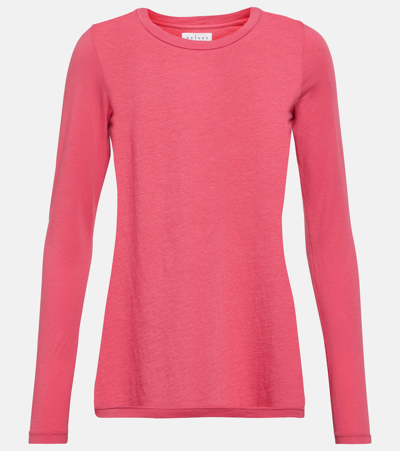 Velvet Cotton-blend Jersey Top In Pink