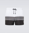 Dolce & Gabbana Striped Drawstring Swim Shorts In Black
