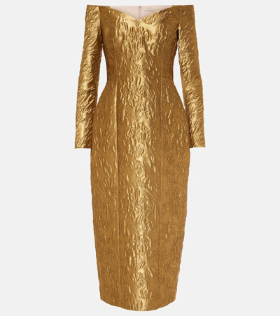 Emilia Wickstead Burleigh Floral Jacquard Midi Dress In Gold