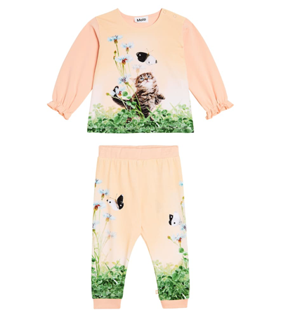 Molo Baby Elina T-shirt And Susanne Pants Set In Pink