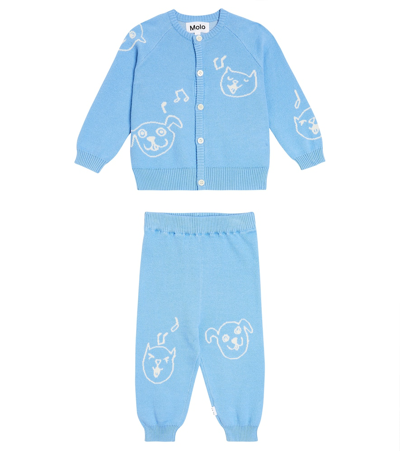 Molo Baby Brody Cardigan And Sol Pants Set In Blue