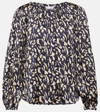 Velvet Kade Printed Satin Blouse In Multicoloured