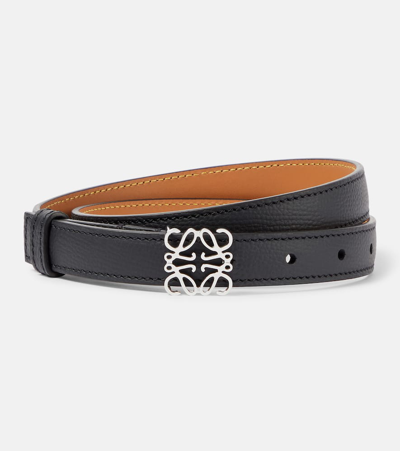 Loewe Anagram Leather Belt In Black
