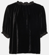 VELVET FRILL-TRIMMED VELVET TOP