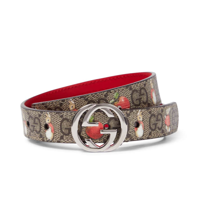 Gucci Kids' X Peter Rabbit Gg Printed Canvas Belt In Multicoloured