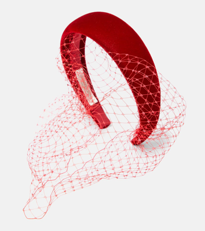 Jennifer Behr Voilette Velvet Headband In Red