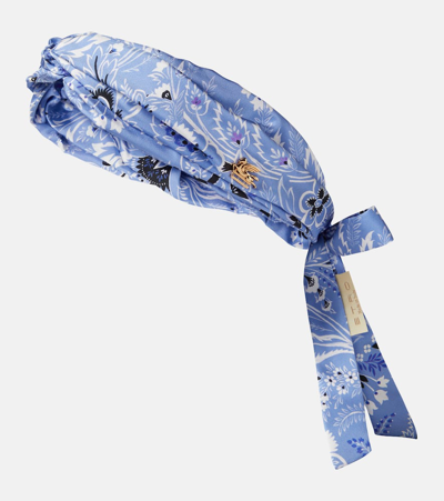 Etro Silk Headband In Blue