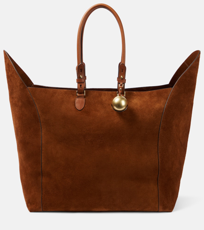 Burberry Extra-large Shield Suede Tote Bag In Beige