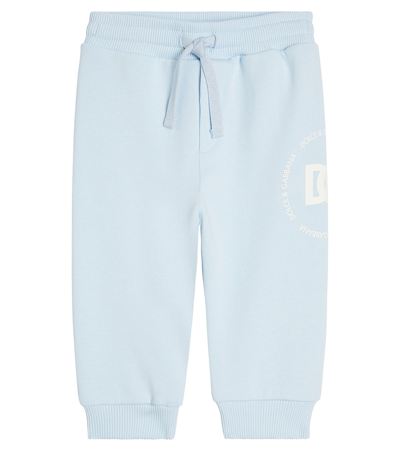 Dolce & Gabbana Baby Dg Cotton Jersey Sweatpants In Blue