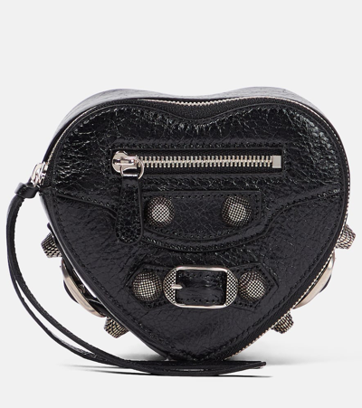 Balenciaga Le Cagole Heart Leather Coin Purse In Black