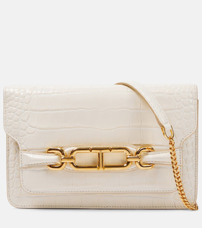 Tom Ford Whitney Small Croc-effect Leather Shoulder Bag In Beige