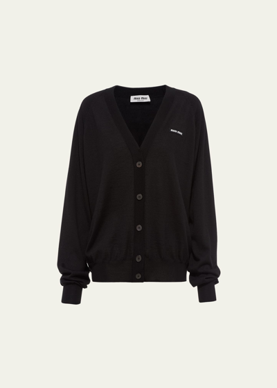 Miu Miu Cashmere And Silk Cardigan In Black