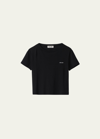 Miu Miu Short Sleeve Jersey Top In F0002 Nero